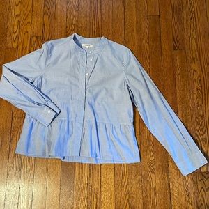Madewell 100% cotton long sleeve blue blouse, Size L